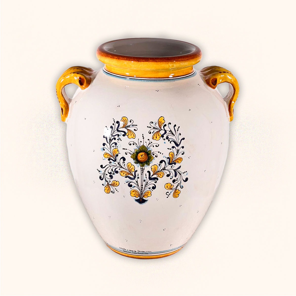 430-AUC106B-53 VASE WITH HANDLES, CM.53H, DESIGN: BIRDS